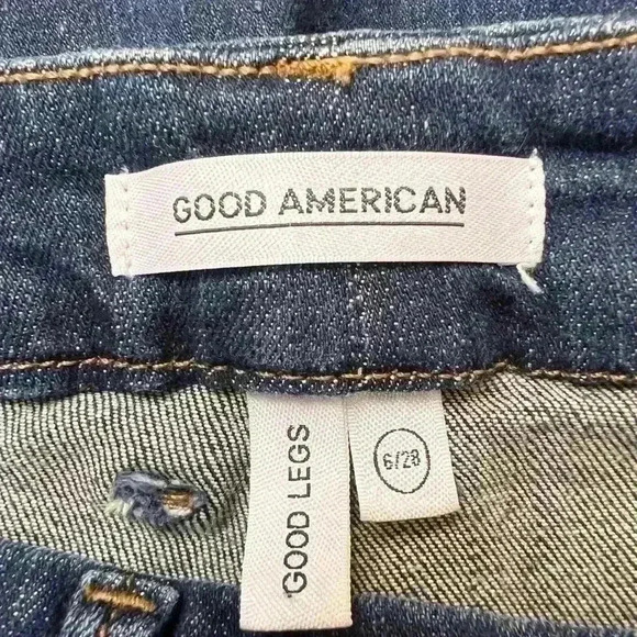 Good American Good Legs Raw Edge Blue Denim Jeans Size 6/28 - Picture 7 of 8